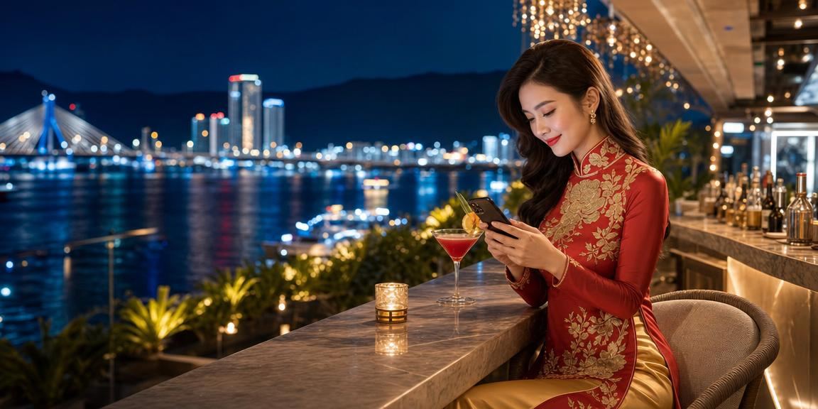 Người dùng truy cập 7700x trên điện thoại tại bãi biển Đà Nẵng